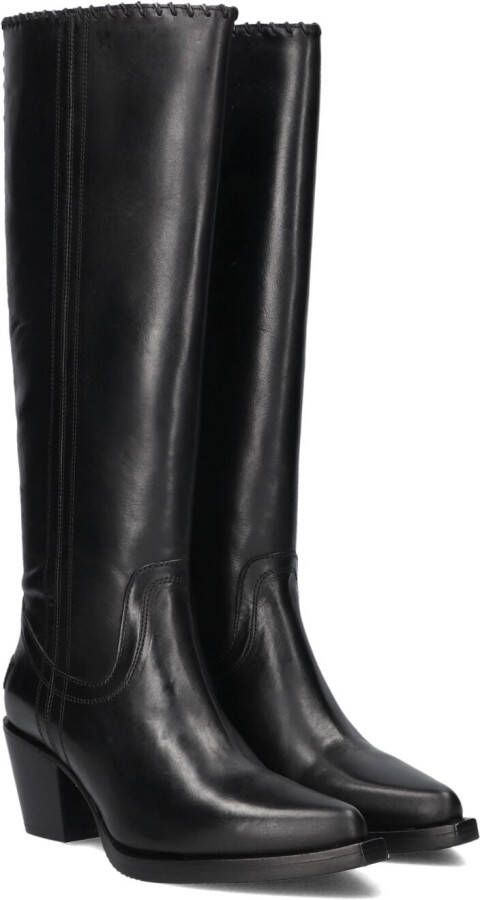 SHABBIES Hoge Laarzen Dames Jaymie Tuba Maat: 38 Materiaal: Leer Kleur: Zwart
