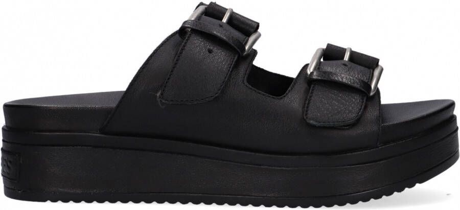 Shabbies Amsterdam Sandalen Dames Damesschoenen Leer Blokhak hoogte 6 cm 170020174 Zwart