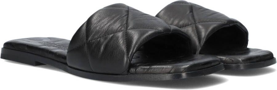 Shabbies Elegante Leren Slippers met Geweven Details Black Dames