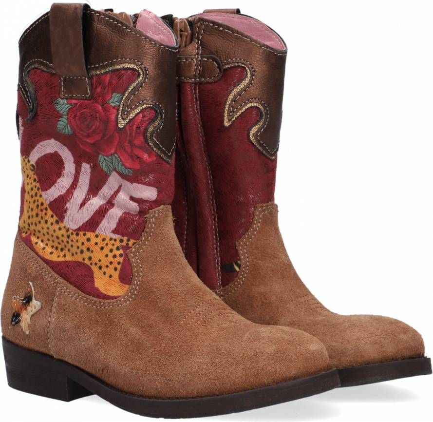Shoesme Cowboylaarsje van leer met suède details - Schoenen.nl