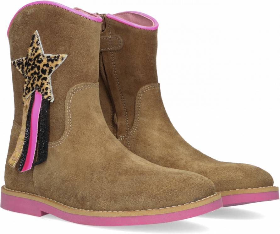 Shoesme SI21W082 B leren cowboylaarzen bruin roze