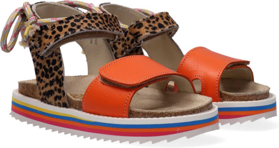 Shoesme leren sandalen bruin oranje Meisjes Leer Dierenprint 26
