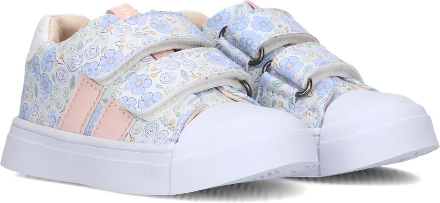 Shoesme gebloemde leren sneakers blauw roze