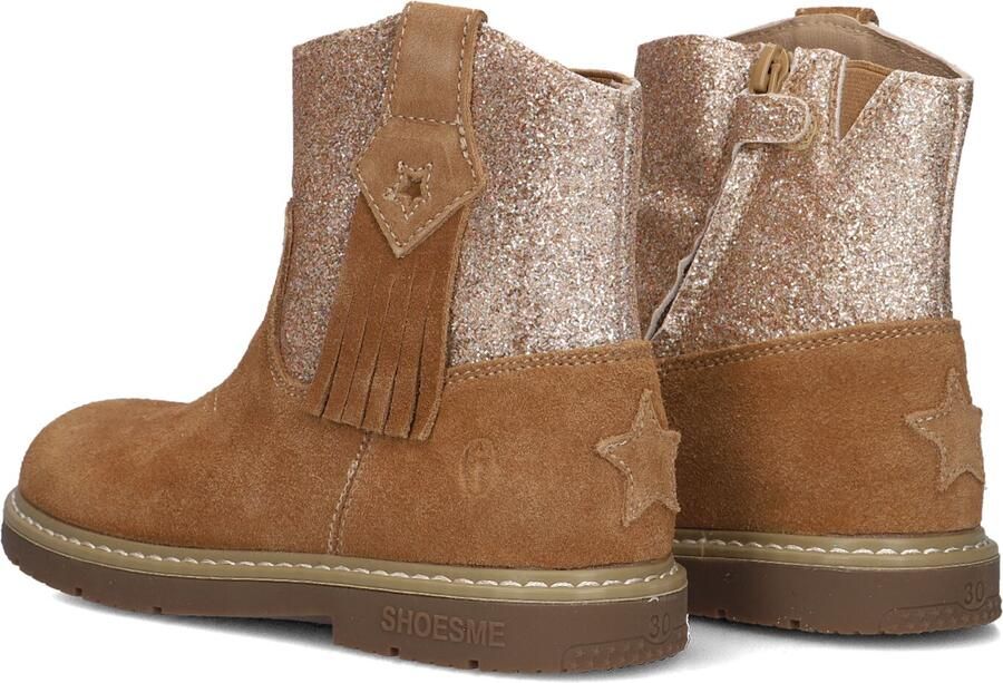 Shoesme suède enkelboots met glitters cognac roze - Foto 4