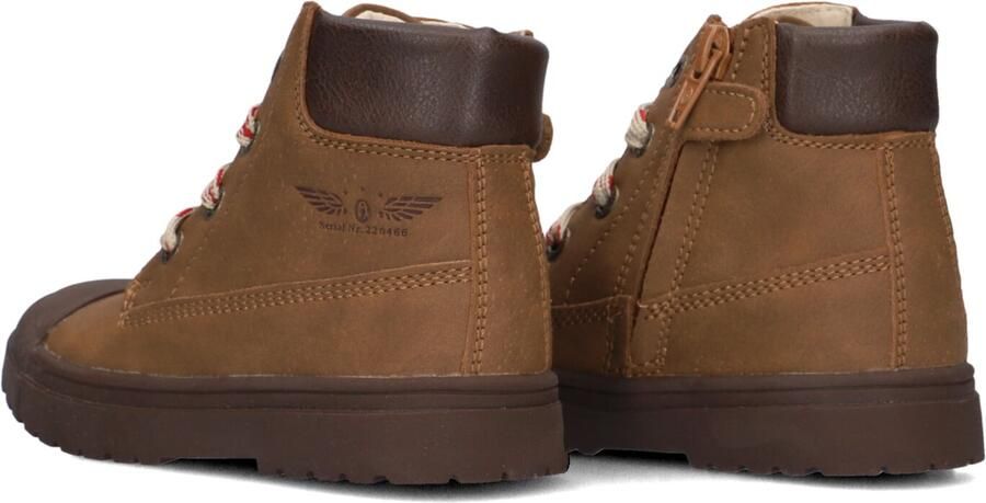 Shoesme Cognac Veterboot Met Patch Veterschoen Kind Jongens Brown Microleer - Foto 3