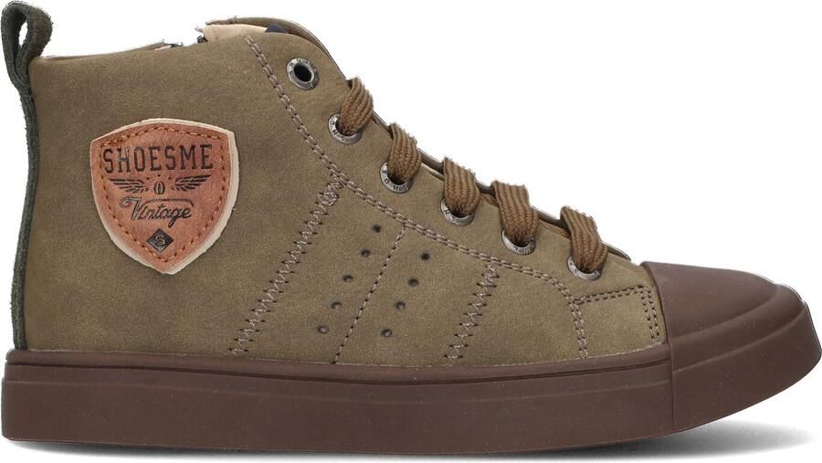 Shoesme Groene Veterboot Met Patch Veterschoen Kind Jongens Dark Green Microleer