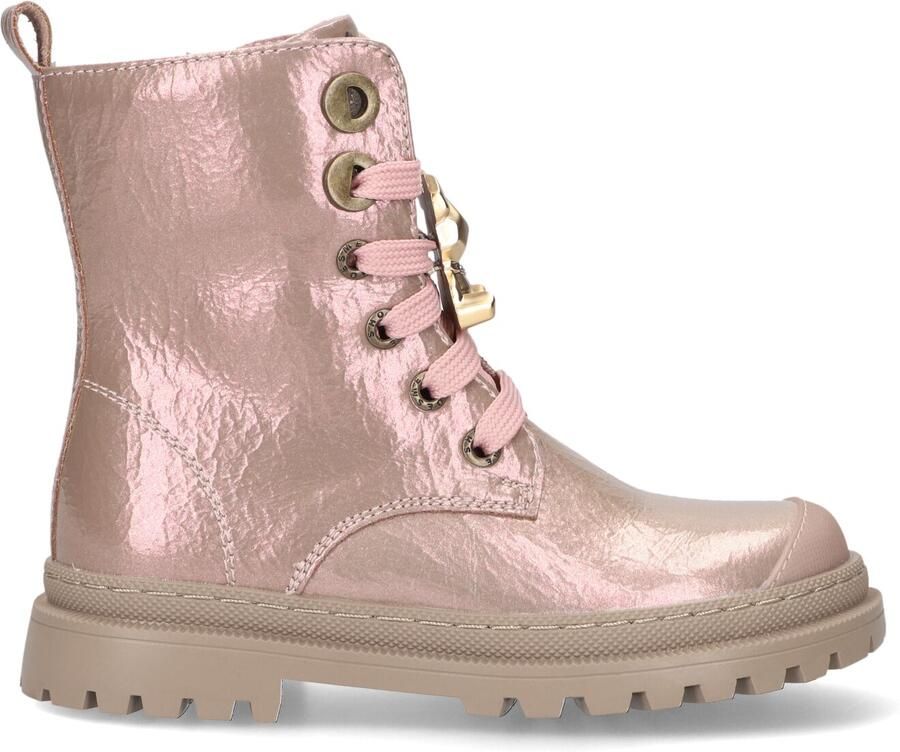 Shoesme suède enkelboots met profielzool roze metallic - Foto 2