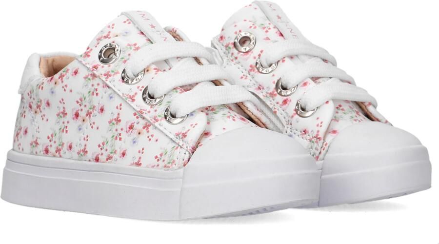 Shoesme SH22S002-A leren sneakers met bloemenprint wit Meisjes Leer Bloemen 22