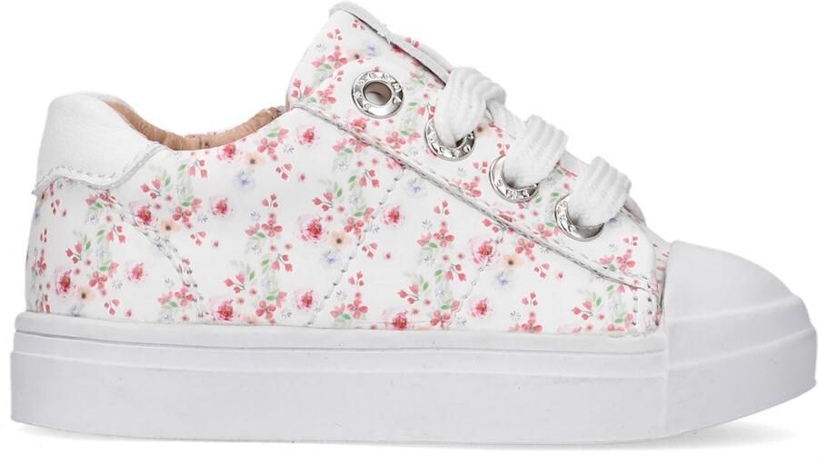 Shoesme SH22S002-A leren sneakers met bloemenprint wit Meisjes Leer Bloemen 22