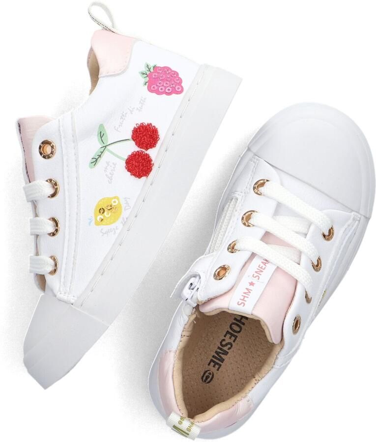 Shoesme Witte Sneaker Met Kersjes Veterschoen Kind Meisjes White Fruits Microleer - Foto 2