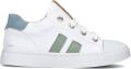 Shoesme Witte Sneaker Met Stripings Veterschoen Kind Unisex White Green Microleer - Wit
