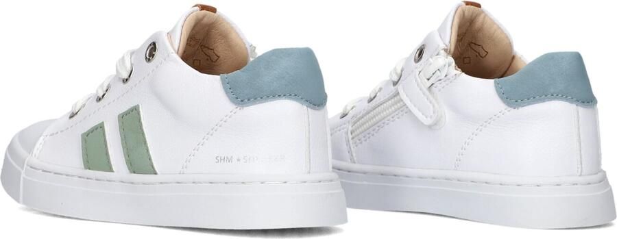 Shoesme Witte Sneaker Met Stripings Veterschoen Kind Unisex White Green Microleer - Foto 5