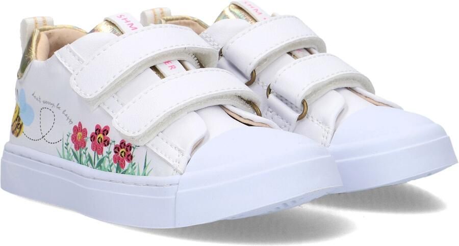 Shoesme Witte Sneaker Met Bloemen Sneakers Kinderen Meisjes White Gold Microleer