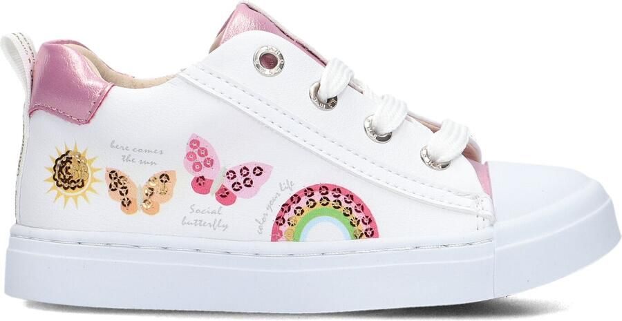 Shoesme Witte Sneaker Met Vlinders Veterschoen Kind Meisjes White Pink Microleer - Foto 3