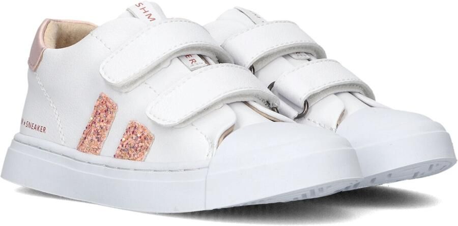 Shoesme Witte Sneaker Met Roze Glitters Sneakers Kinderen Meisjes White Pink Microfiber leer