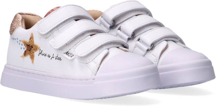 Shoesme SH21S017 B leren sneakers met pailletten en glitters wit -  Schoenen.nl