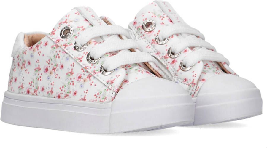 Shoesme SH22S002-A leren sneakers met bloemenprint wit Meisjes Leer Bloemen 26