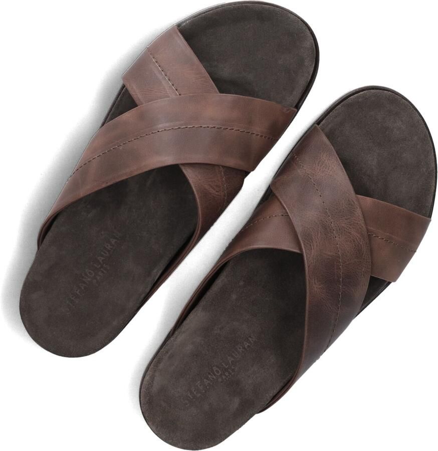 STEFANO LAURAN Slippers Heren 26002 Maat: 44 Materiaal: Leer Kleur: Bruin - Foto 2
