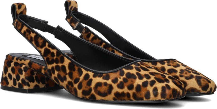 Steve Madden Smitten leren slingback pumps met panterprint cognac donkerbruin