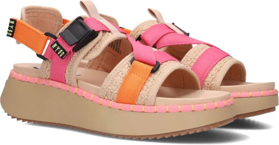 Steve Madden Beige Geweven Sandalen met Roze en Oranje Banden Multicolor Dames