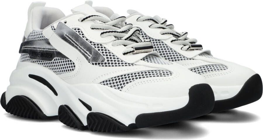 Steve Madden Witte Mesh Sneakers met Zilver en Wit Overlays White Dames