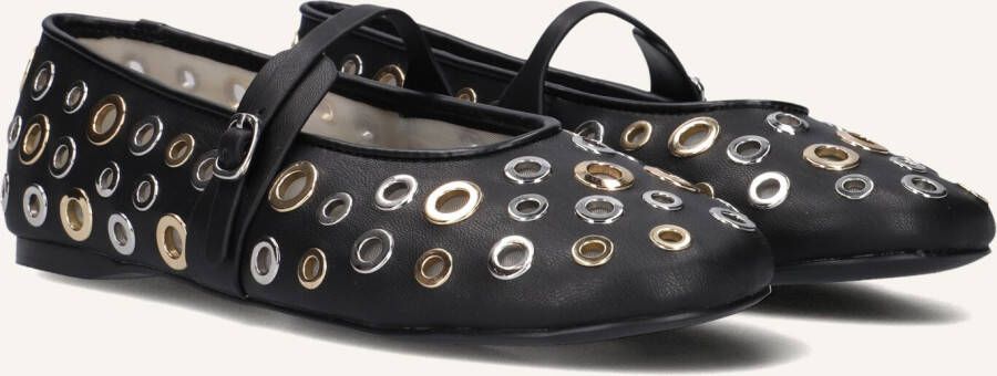 Steve Madden ballerina's met eyelets zwart zilver goud