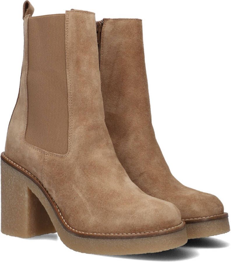 Tango Frida soft camel suede chelsea boot damesschoenen laarzen dames Camel schoenen camel laarzen Blokhak laarzen