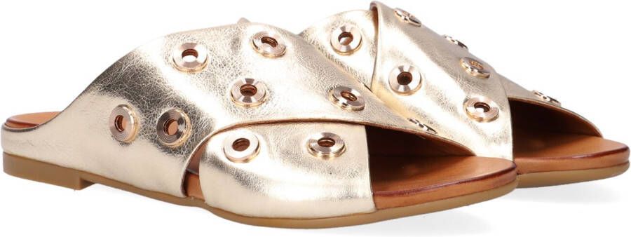 Tango Gouden Gekruiste Ringen Leren Slippers Yellow Dames