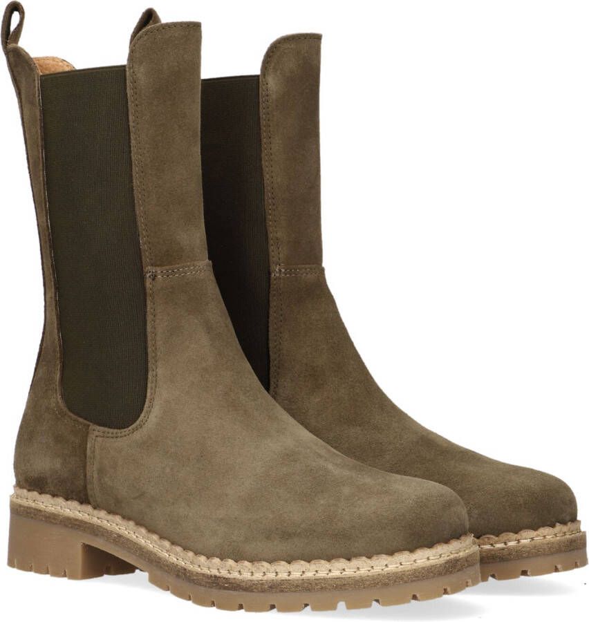 Tango | Julie 8 e khaki suede high chelsea boot natural sole - Schoenen.nl