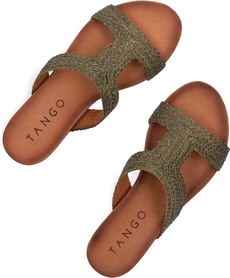 Tango Groene Mila Slippers met H-vormige Leren Band