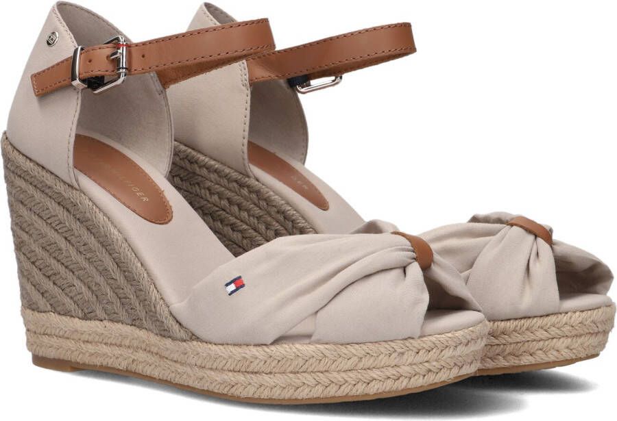 Bruin Tinten Basic Open Toe High Wedge Espadrilles Met Sleehak Dames Beige