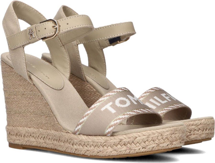 Bruin Tinten Seasonal Webbing Wedge Sandalen Met Sleehak Dames Beige