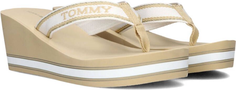 Tommy Hilfiger Strand Wig Slippers Wit Beige Goud Beige Dames