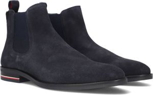Tommy Hilfiger Blauwe Chelsea Boots Signature Hilfiger Suede Chelsea