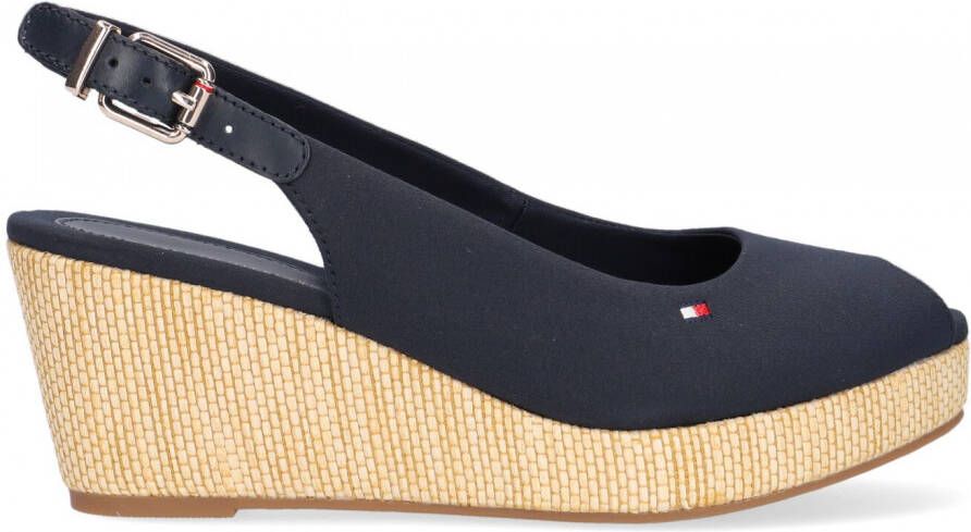 Tommy Hilfiger Iconic Elba Sling Back Wedge Sandalen Zwart Vrouw