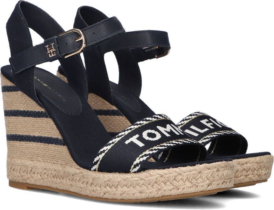 Tommy Hilfiger Blauwe Sandalen Seasonal Webbing Wedge