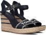 Tommy Hilfiger Dames Marineblauwe Gouden Webbing Sleehak Sandalen Blue Dames - Thumbnail 1