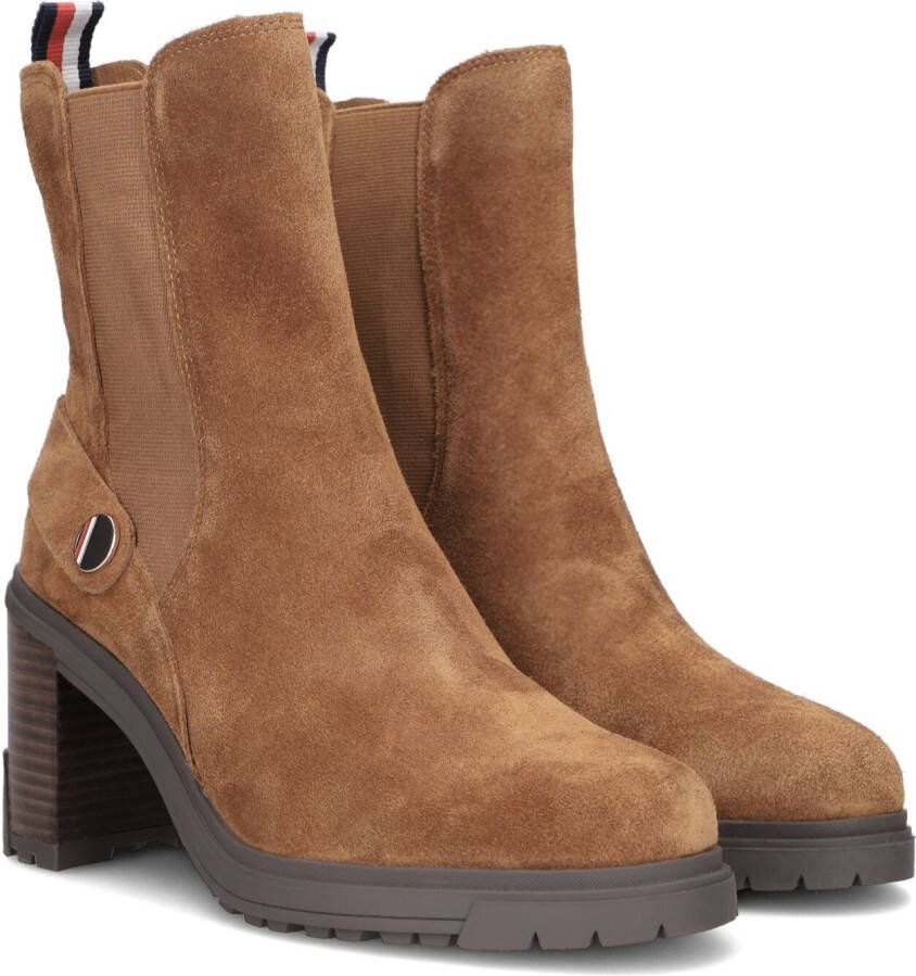 Tommy Hilfiger Bruine Enkellaarsjes Outdoor High Heel Boot