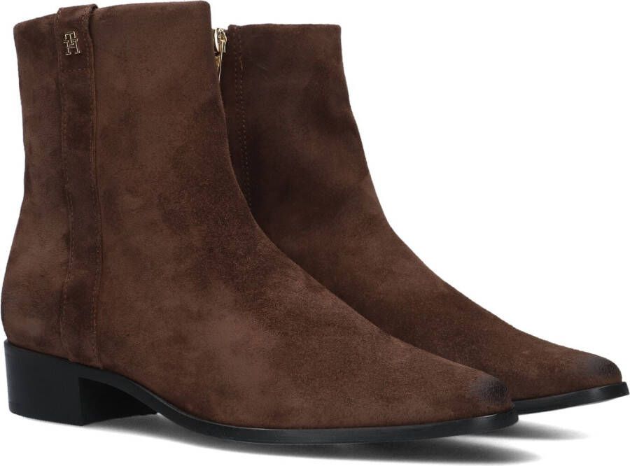 TOMMY HILFIGER Bruine Enkellaarsjes Th Suede Pointy Zip Bootie