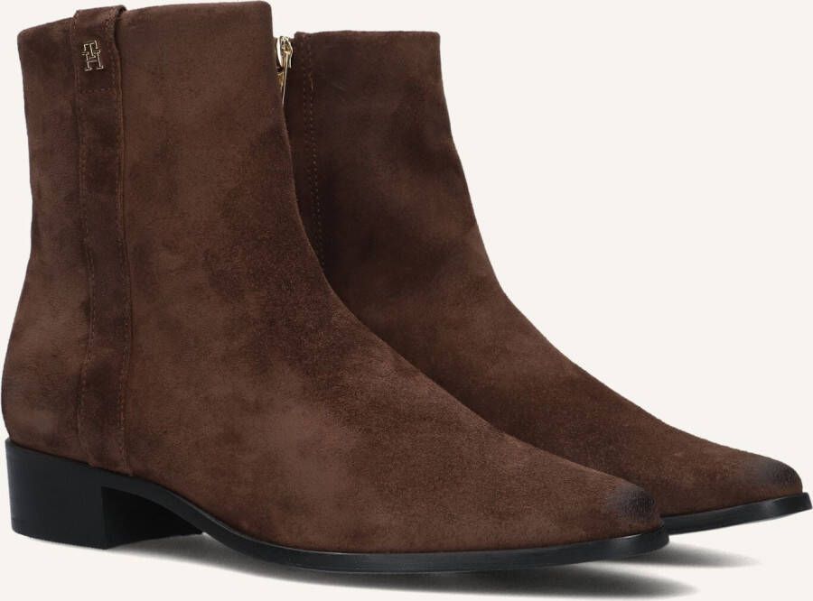 TOMMY HILFIGER Bruine Enkellaarsjes Th Suede Pointy Zip Bootie