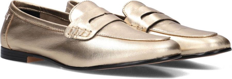 Tommy Hilfiger Gouden Leren Loafers met Cut Out Band Yellow Dames