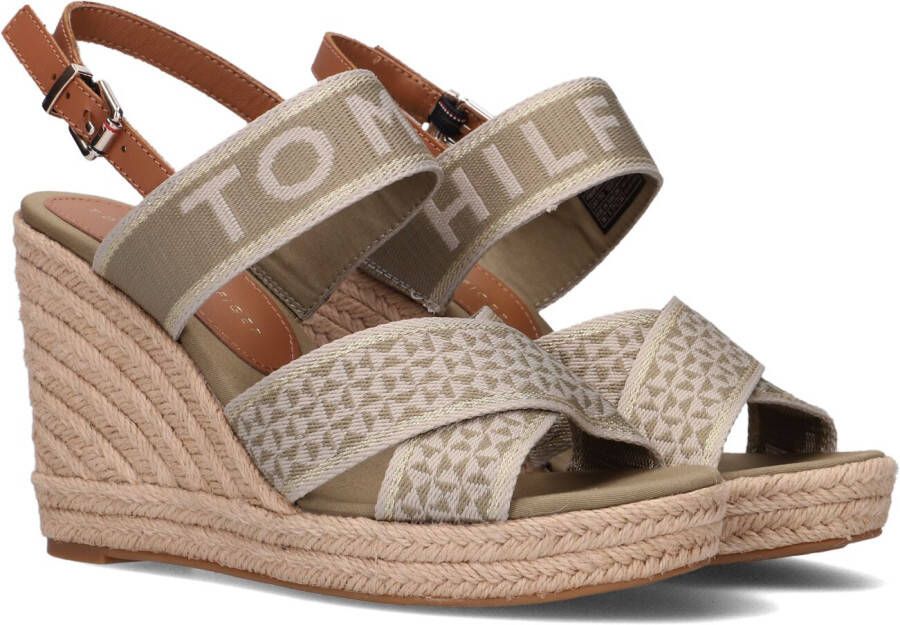 Tommy Hilfiger Groene Sandalen Tommy Webbing High Wedge