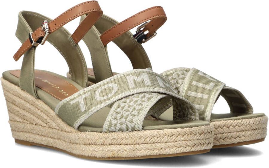 Tommy Hilfiger Groene Sandalen Tommy Webbing Low Wedge