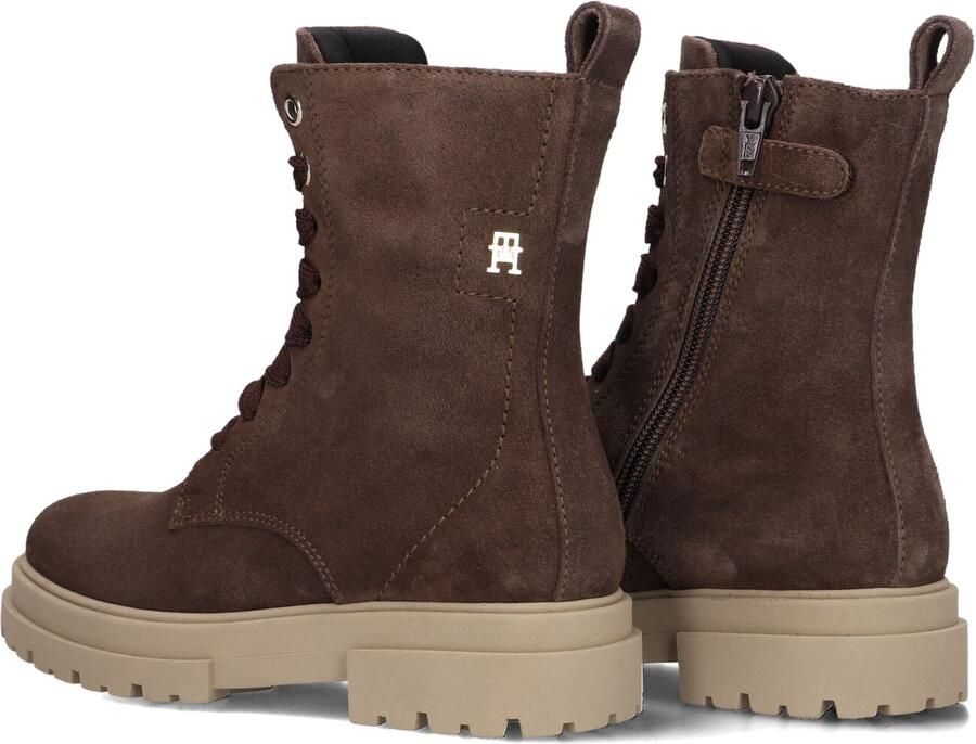 Tommy Hilfiger suède enkelboots met profielzool donkerbruin - Foto 4