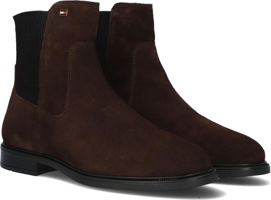 TOMMY HILFIGER Bruine Enkellaarsjes Enamel Flag Suede Ankle Chelsea