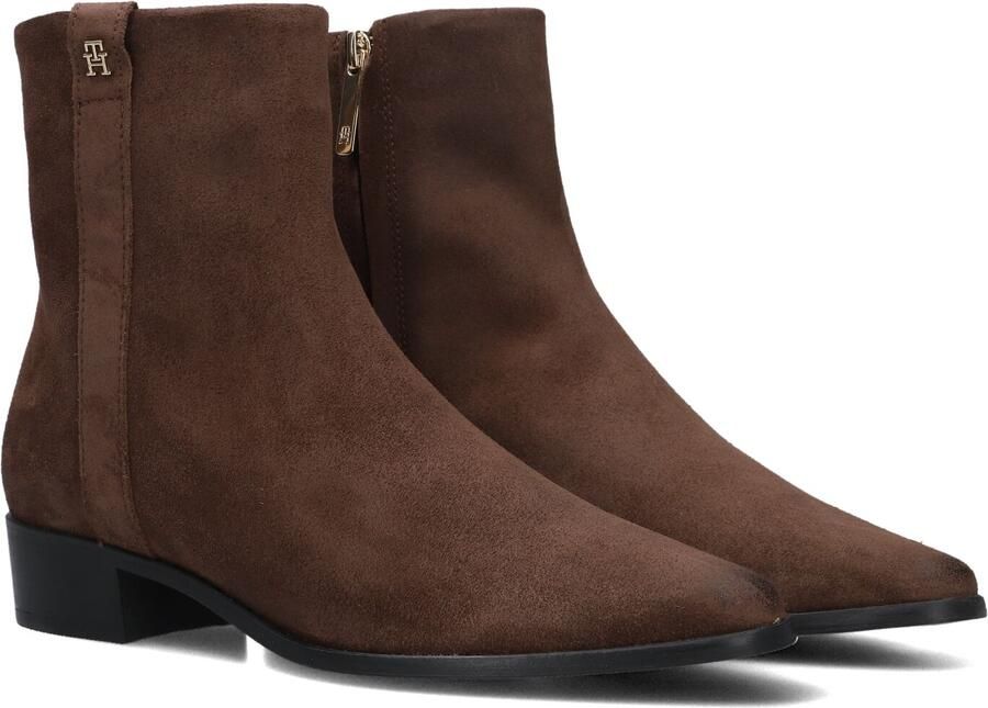 TOMMY HILFIGER Bruine Enkellaarsjes Th Suede Pointy Zip Bootie
