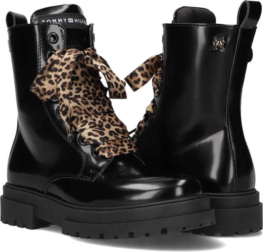 Tommy Hilfiger imitatieleren enkelboots met profielzool zwart - Foto 2