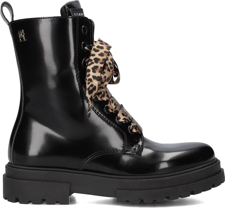 Tommy Hilfiger imitatieleren enkelboots met profielzool zwart - Foto 3