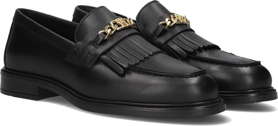 TOMMY HILFIGER Zwarte Loafers Th Chain Fringe Leather Loafer