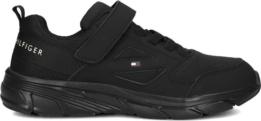 Tommy Hilfiger imitatieleren sneakers zwart Jongens Imitatieleer